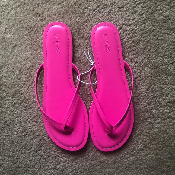 J. Crew Hot Pink Flip Flops Sandals Size 10